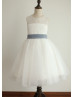 Ivory Lace Tulle Heart Cut Back Flower Girl Dress